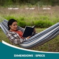 thumbnail image 3 of Bliss Hammocks 60"W Double Hammock with Rope Loops & Tree Straps, 265lb, Sunday Volleyball, 3 of 11