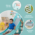 thumbnail image 3 of PLAYOUT KIDS | Resbaladilla Infantil 2 en 1 con Canasta de Básquetbol Color Aqua Plástico Resistente Interior Exterior 1.75m, 3 of 4