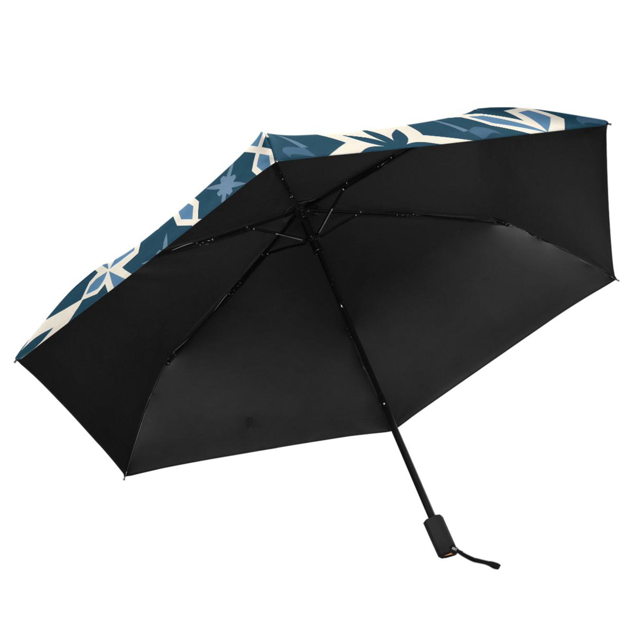 Blue Geometric Stars Compact Sun Umbrella Windproof Travel Umbrellas for Rain Strong Portable UV Protection