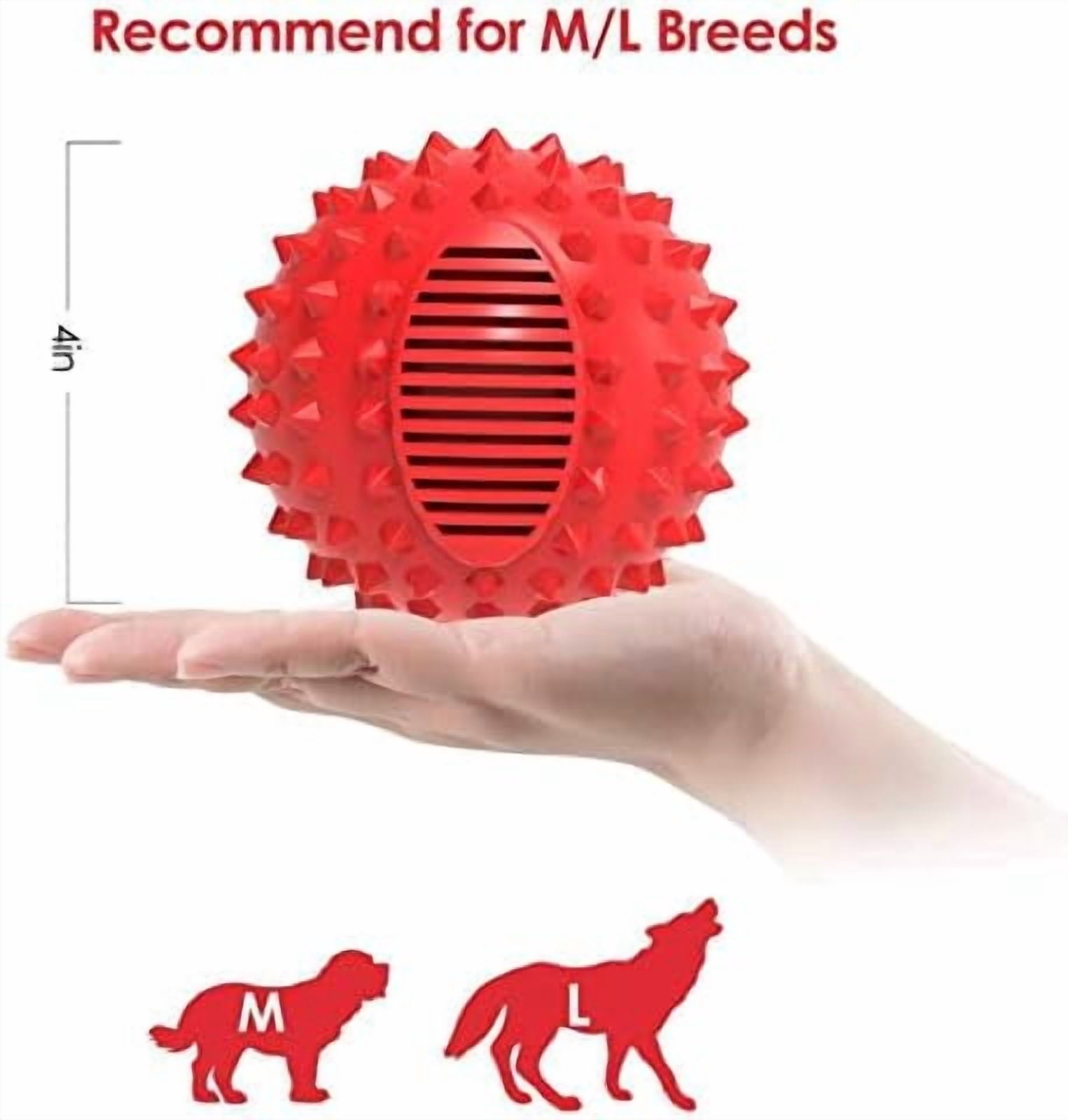 4" Squeaky Dog Balls for Aggressive Chewers, Durable Interactive Dog Chew Toys for Teething, Floatable Indestructible Rubber Spiky Ball, Tough Pet Toys for Small, Medium & Large Breeds
