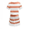 thumbnail image 4 of Women's Casual Summer Dresses Short Sleeve Stripe A Line Dress V Neck Mini Dress Ladies Beach Tunic Dress With Belt, 4 of 7