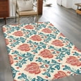thumbnail image 3 of 3'x5' Area Rugs, Teal Red Botanical Indoor Outdoor Area Rug for Living Room Bedroom, Vintage Watercolor Flower Plant Washable Bathroom Rugs Kitchen Floor Carpet Mats Home Decor Aesthetic, 3 of 8