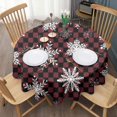 thumbnail image 3 of Red and Black Checkered Christmas Snowflake Pattern Round Tablecloth 60"x60",Wrinkle Wipeable Table Cloth for Kitchen Dining Room Picnic Patio Party, 3 of 6