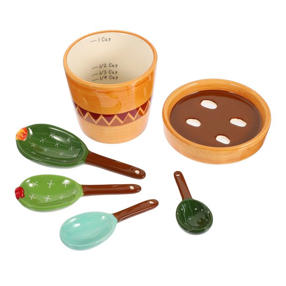 MLINS 1 Set Ceramic Cactus Design Baking Measuring Spoons Kitchen Tool