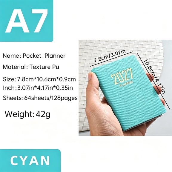Clearance! 2027 Pocket Planner/Calendar - Pocket Planner, JAN 2027 - DEC 2027, Pocket Calendar for Purse, 3'' × 4'', Elastic Bound, Agenda Planner