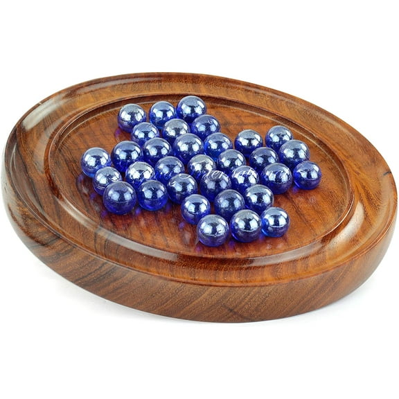 Nagina International Wooden Rosewood Crafted Peg Solitaire Wooden Crafted Adult Toys & Games (Space Blue)