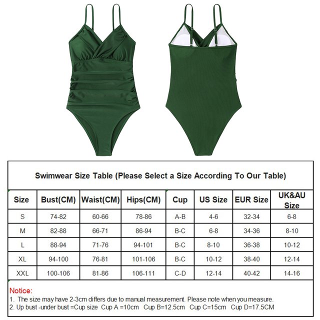 Traje De Baño De Una Pieza Con Tirantes Traje de baño de una pieza con tirantes para mujer, sin espalda, sexy, vacaciones junto al mar (M, verde militar) Ndcxsfigh Para Estrenar
