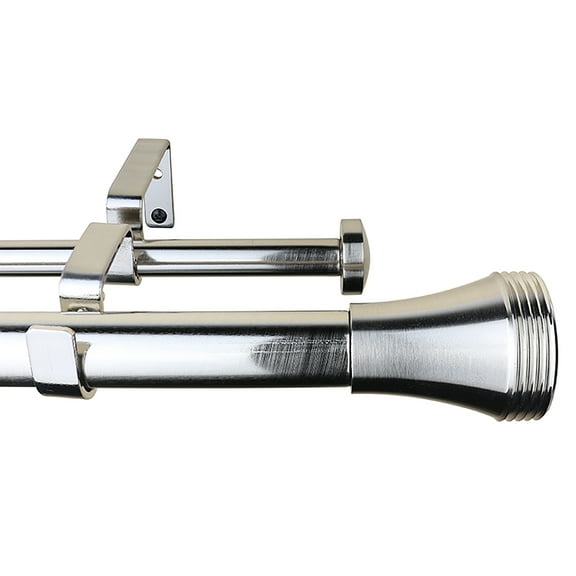 Meriville 1-Inch Diameter Ardmore Telescoping Double Window Treatment Curtain Rod, 48-Inch to 84-Inch, Satin Nickel