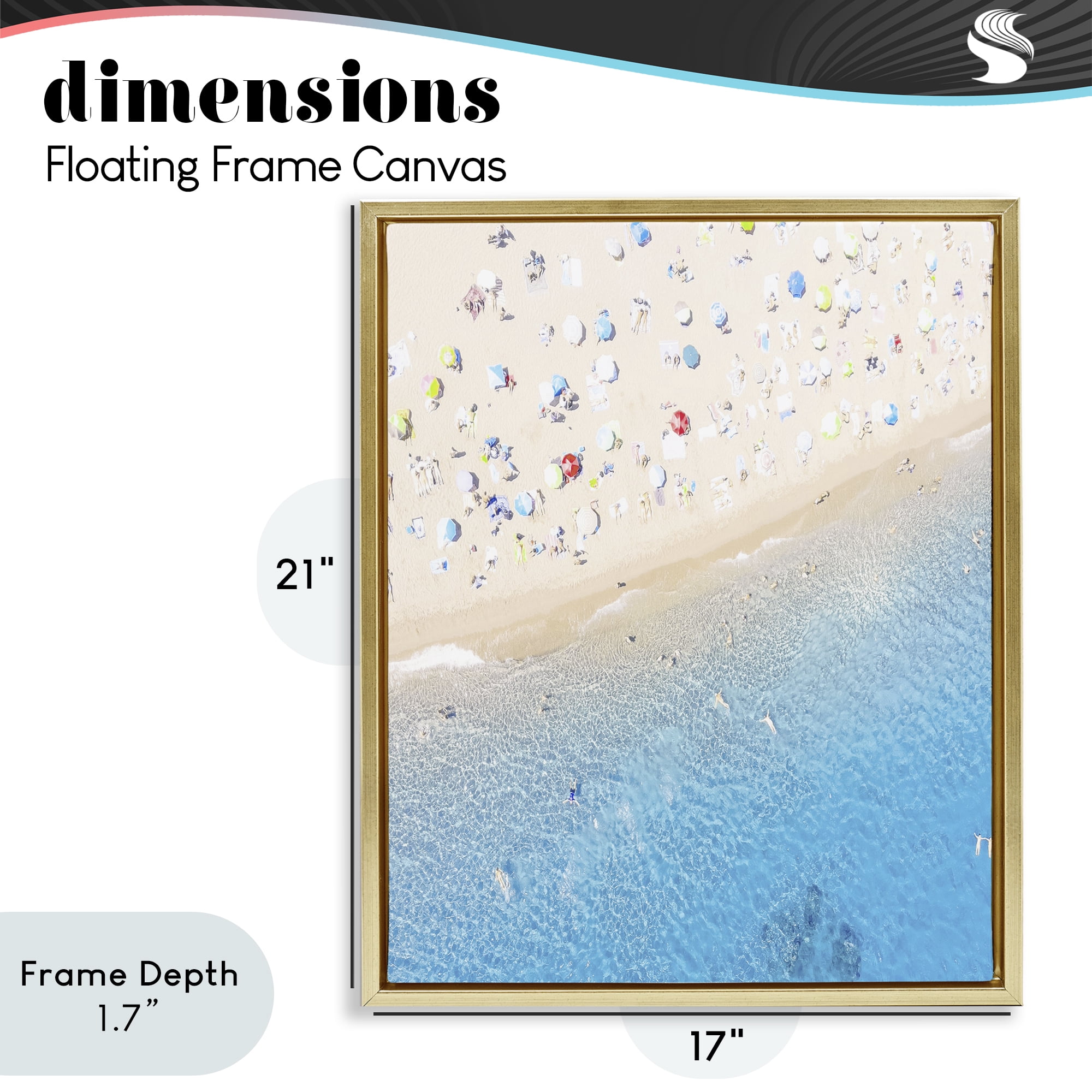 Stupell Industries Happy Beach in Summer Gold Framed Floater Canvas Wall Art, design by Leah Straatsma