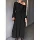 thumbnail image 5 of Vestido De Dama, Con Cinturón, Informal, Con Volantes, Dobladillo, Vestido Largo Para Mujer, Un Hombro, Color Puro, Dobladillo Ancho Para Ir De Compras ANGGREK Otros, 5 of 7