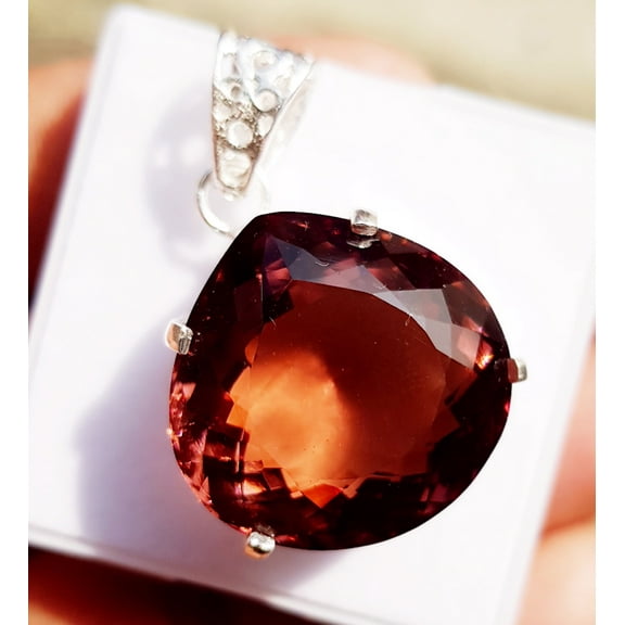 70 Ct Color Change Alexandrite Heart Pendant 925 Sterling Silver Loose Gemstone