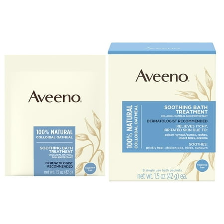 Aveeno Bath Additive Powder, Relieve Itching, Irritation, Unscented, 1.5 oz, 8 Ct
