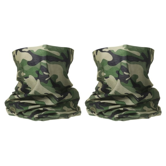 Uxcell 2pcs Summer Cooling Neck Gaiter Sun Protection Face Mask, Camo Light Green
