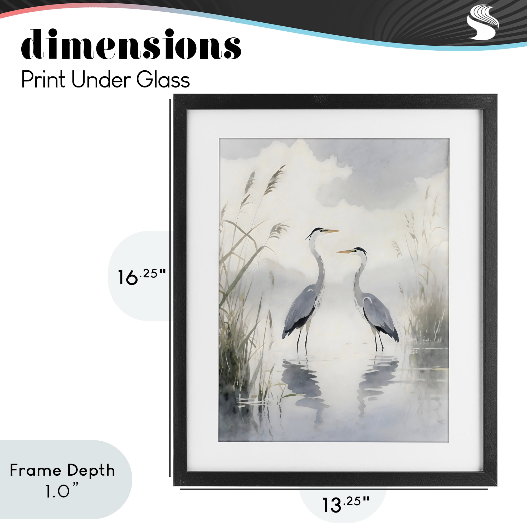 Stupell Industries Serene Wetlands Heron Reflections Black Framed Print Under Glass, design by Creative Studio