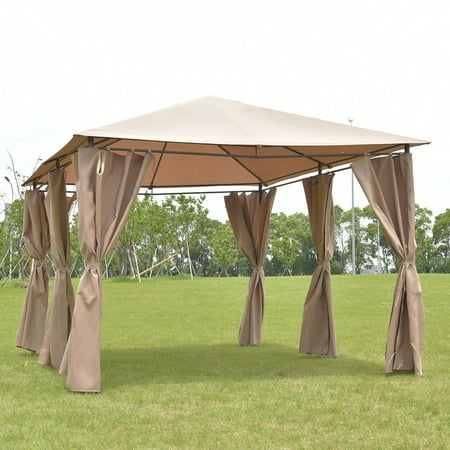 - Costway Outdoor 10'x13' Gazebo Canopy Tent Shelter Awning Steel Frame W/Walls Brown