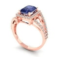 thumbnail image 2 of Clara Pucci 14K Rose Gold Solid Gold Tanzanite Solitaire with Accents Anniversary Ring for Women - 1.935 cttw Emerald Cut, 2 of 8