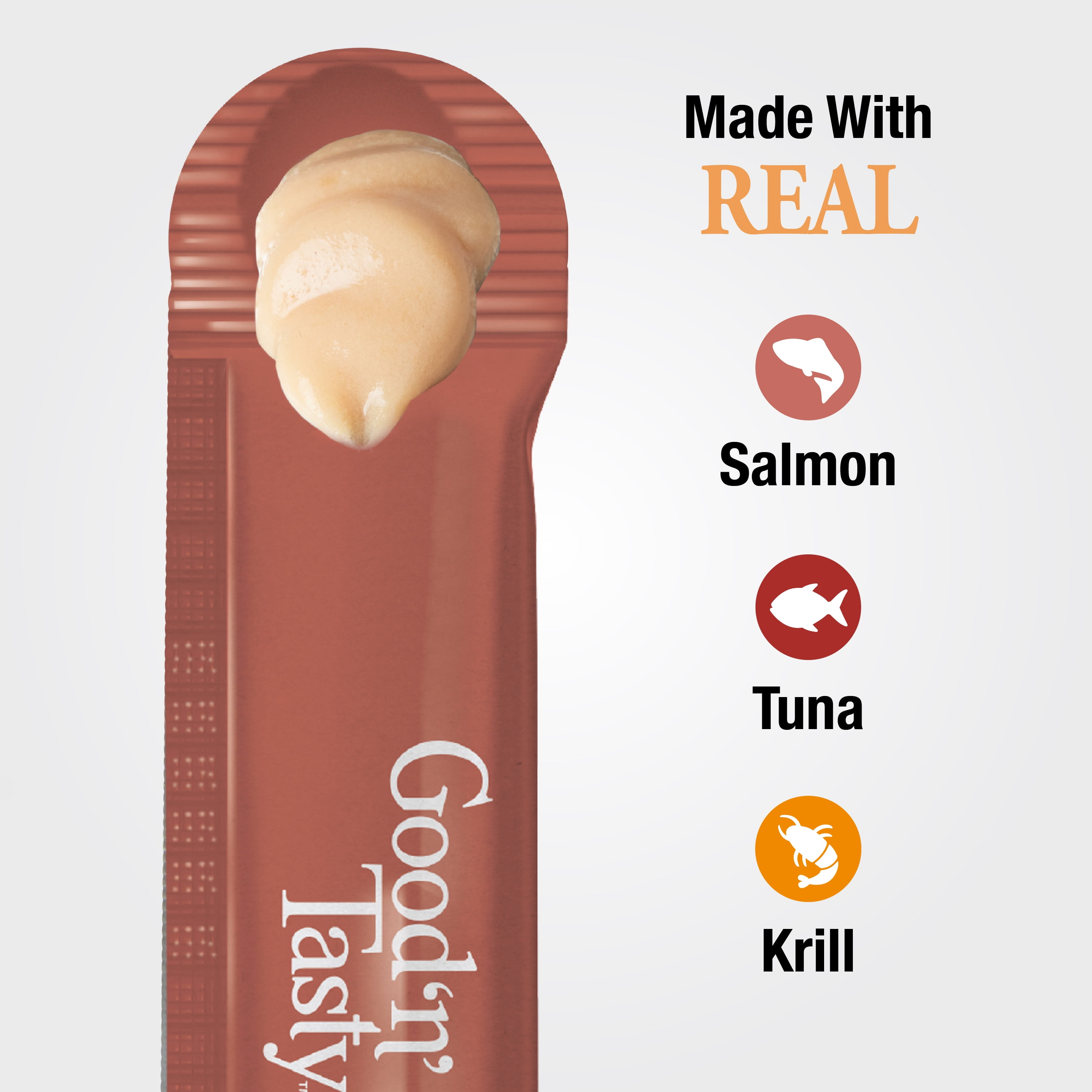 Good 'n' Tasty Savory Spoonables Lickable Wet Treats for Cats, with Salmon, Tuna & Krill, 10 Count