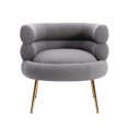 thumbnail image 4 of Modern Velvet Single Sofa Chair, Upholstered Accent Living Room Chair, Comfy Armchair with Rose Golden Metal Legs, Tufted Chair for Reading or Lounging, for Small Space Home, Office, Dark Gray, 4 of 7
