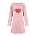 thumbnail image 2 of Tauxra Women Valentine Print Round Neck Long Sleeve Dress,Casual Pullover, 2 of 5