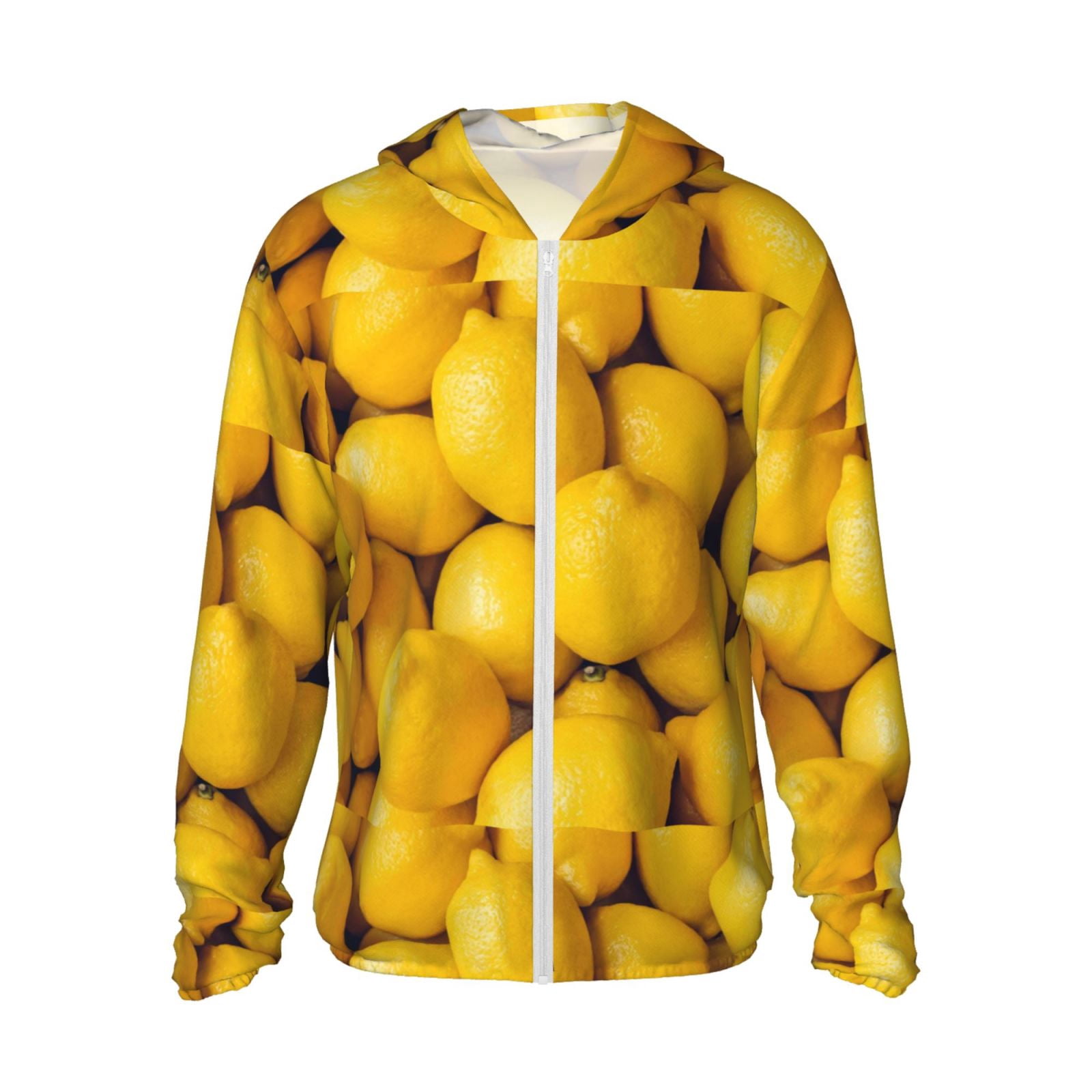 Lsque Ripe Yellow Lemon Pattern UPF 50+ Lightweight Sun Protection Men's Women's Long Sleeve Shirt, Hoodie Performance -X-Large