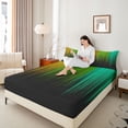 thumbnail image 4 of jejeloiu Minimalist Geometric Artwork Twin Sheet Sets,Green Orange Black Bedding For Kids 3 Pieces, 4 of 7