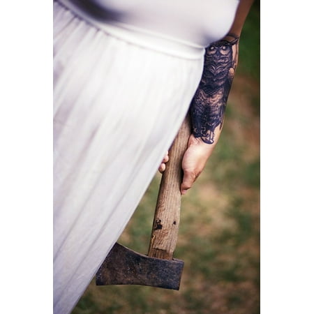 - Canvas Print Axe White Weapon Horror Scary Tattoo White Dress Stretched Canvas 10 x 14