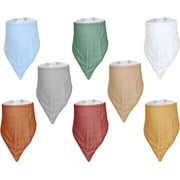 Muslin bibs 8 pack -100% cotton drool bibs for baby girl and boy- soft and absorbent baby bandana
