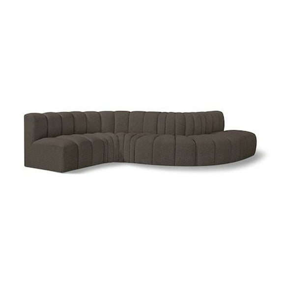 Meridian Furniture Arc Brown Boucle Fabric Modular Sectional
