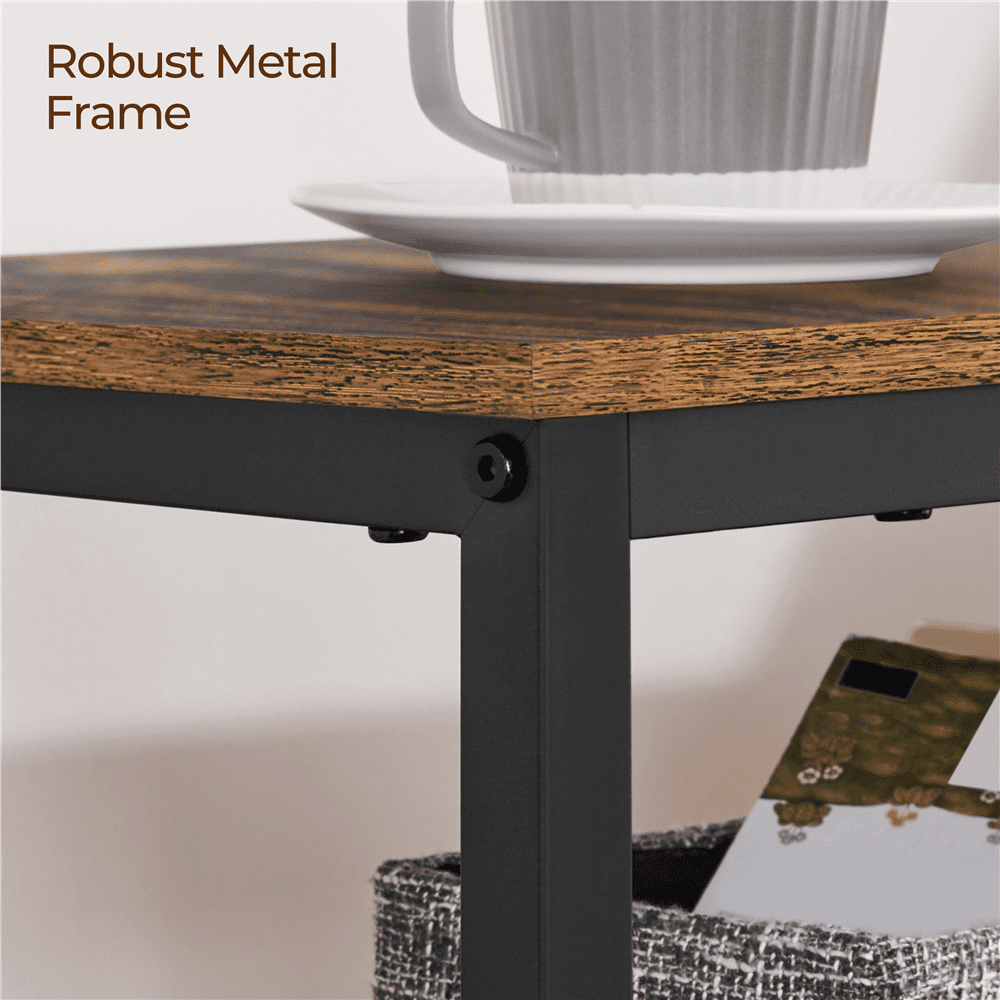Topeakmart Vintage Sofa Side Table Industrial Console Table for Entryway Living Room, Rustic Brown