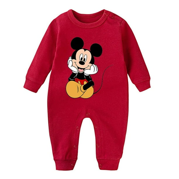 Mameluco de manga larga para recién nacidos, monos de primavera con dibujos animados de Mickey Mouse, peleles infantiles para niños, ropa, trajes para niños pequeños Kids3M Gao Jinjia LED
