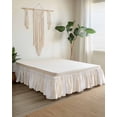 thumbnail image 2 of Beige Wrap Around Bed Skirts for Queen Bed 18" Drop,Bed Skirt with Adjustable Elastic Belt Dust Ruffle Bed Valance for Bedroom Hotel Retro Oil Painting Modern Abstract Art Aesthetics Bed Frame Cover, 2 of 7