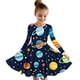 thumbnail image 1 of Odeerbi Niñas Vestido de Patinadora Floral Acampanado Vestidos de Princesa 4-14 Años Niñas Vestido de Patinadora Cuello Redondo Vestido de Manga Larga, 1 of 4