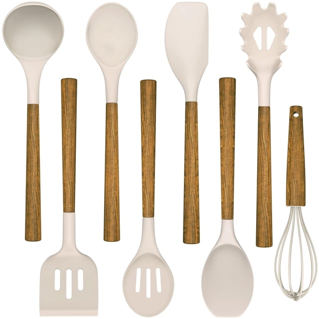 Juego de utensilios de cocina Umite Chef de silicona con mango de acacia, 8 piezas