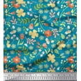 thumbnail image 1 of Soimoi Blue Cotton Duck Fabric Leaf Floral Decor Fabric Printed Yard 42 Inch Wide, 1 of 3