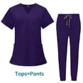 thumbnail image 1 of Ropa de enfermera de bolsillo multifuncional de doble capa, bata quirúrgica, ropa de trabajo de anestesista, traje de pantalón de manga corta, 1 of 6
