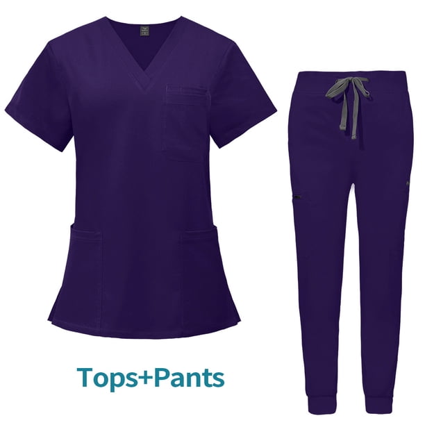 Ropa de enfermera de bolsillo multifuncional de doble capa, bata quirúrgica, ropa de trabajo de anestesista, traje de pantalón de manga corta