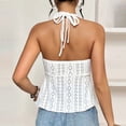 thumbnail image 5 of GUACER Women's Halter Neck Tank Top, V-Neck Eyelet Knit Double Spaghetti Strap Sleeveless Blouse, Flowy Summer Beach Cover-Up Top, 5 of 9