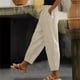 thumbnail image 1 of Karight Cotton Linen Pants for Women Summer Gauze Drawstring High Waisted Lounge Trouser Casual Beach Vacation Clothes, 1 of 5