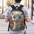 thumbnail image 5 of Uemuo Adorable Llama In Flowers Printed Durable 17-inch Student Backpack - Lightweight, Waterproof, Adjustable Straps, Ideal for School, Work, Travel, 5 of 5
