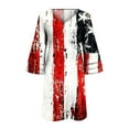 thumbnail image 4 of Summer Savings Clearance! Edvintorg 4Th Of July Plus Size Summer Dresses Fashion Independence Day Print Casual V-Neck 3/4 Sleeve Fold Mini Dress Festival Outfits, 4 of 5