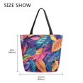 thumbnail image 5 of FORMRS Womens Canvas Tote Bag with Zipper Inner Pocket Shoulder Handbag, Colorful Art Leaves Pattern, 5 of 7