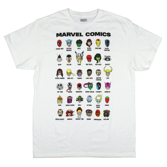 Marvel Comics Mens' Character Face And Name Cheat Sheet Graphic T-Shirt