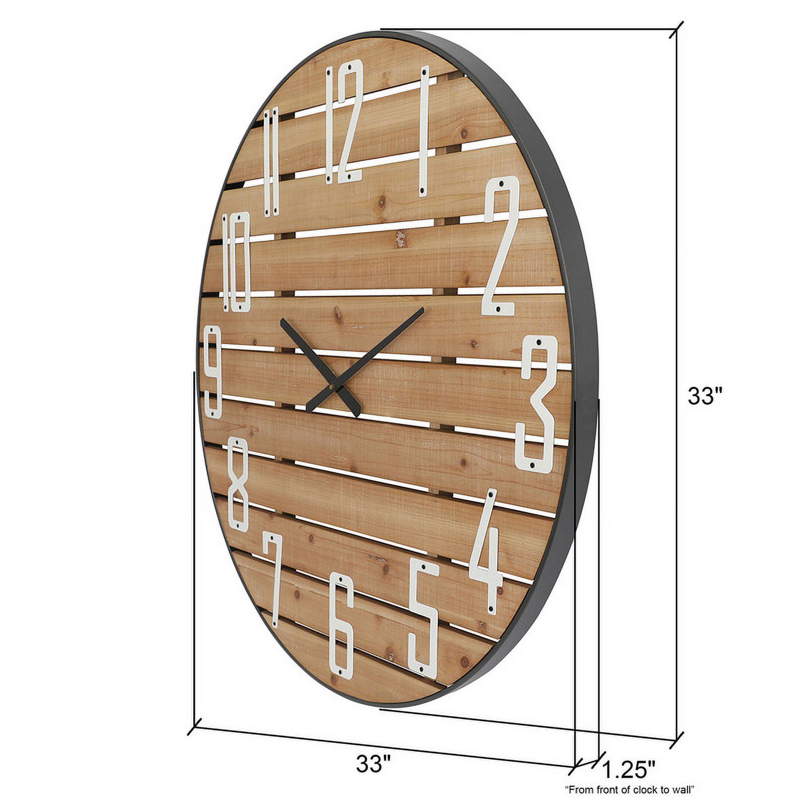 Lorena Brown Round Wood Farmhouse Wall Clock