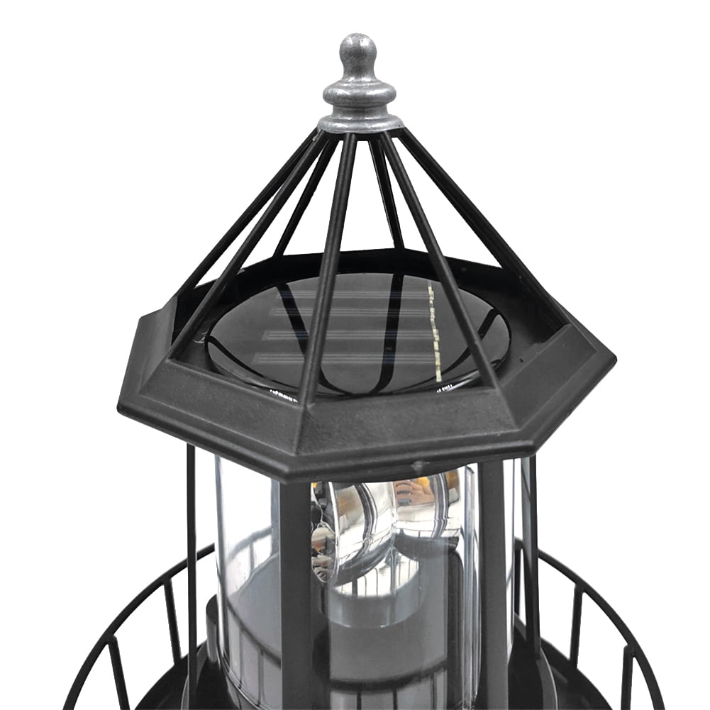 Lighthouse Solar LED Light Garden Outdoor Rotating Beam Sensor Beacon Lamp