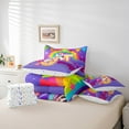 thumbnail image 5 of Manfei Rainbow Unicorn 7 Pieces Bedding Comforter Set,Galaxy Stars Full Bedding Set Lightweight,Monogrammed Letter Fitted Sheet Flat Sheet,Lightweight Girls Bedroom Decor,Reversible, 5 of 7