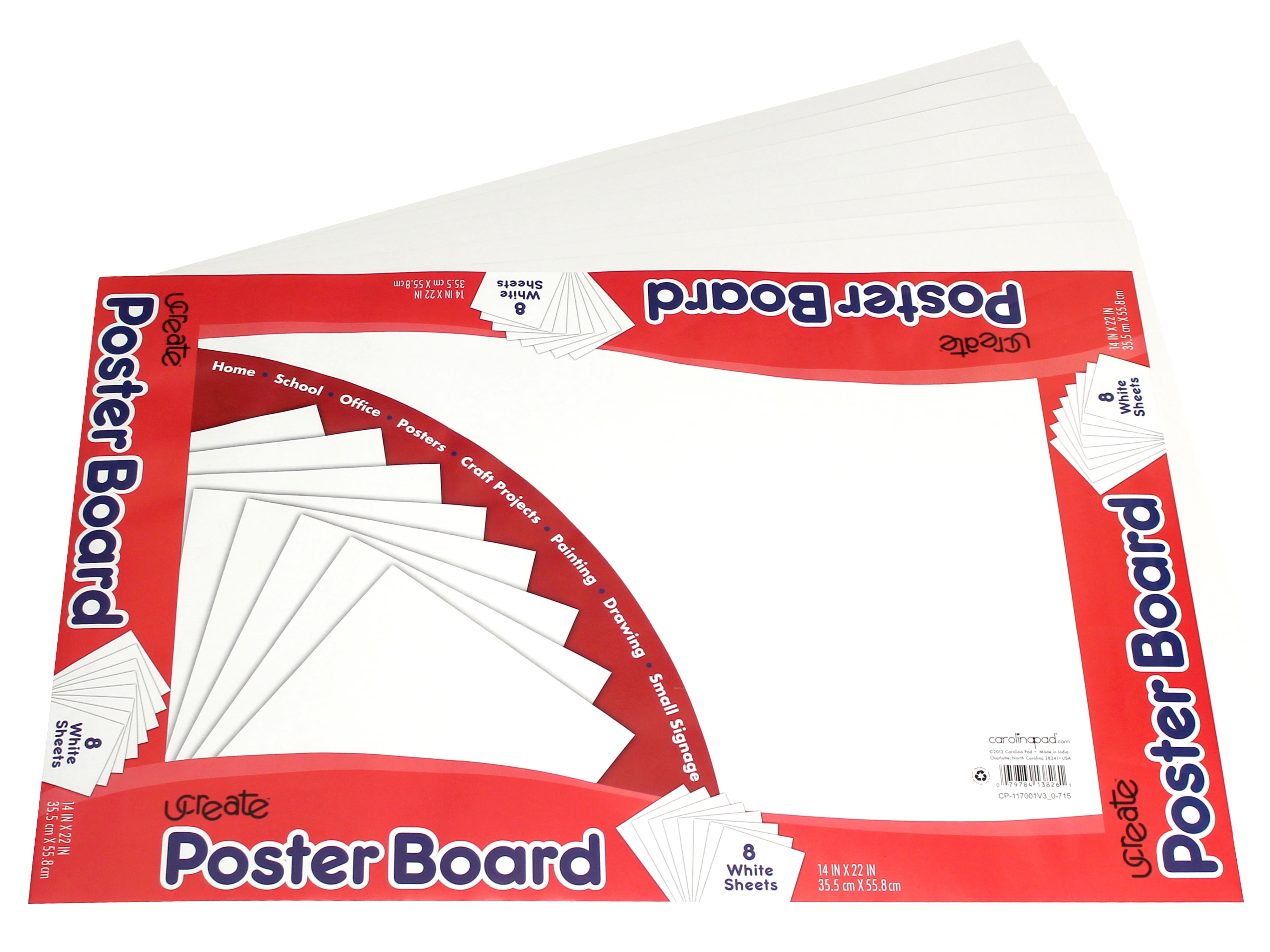 Premium Coated Poster Board, 14 X 22, White, 8/pack | Bundle of 5