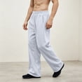 thumbnail image 6 of Hzzrkos Men Casual Loose Solid Color Elastic Waist Long Straight Leg Pants With Side Pockets for Daily Wear, 6 of 6