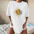 thumbnail image 6 of Wxolcjlv Womens T-Shirt Sun Moon Print Tee Short Sleeve O-Neck Loose Casual Graphic Tops,White,L, 6 of 7