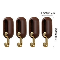 LACKUST Wall Hooks,4PCS Wall and Hook with 360 Degree Rotation Vientiane Hook Foldable Small Adhesive Hook,Walnut wood