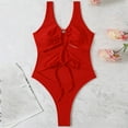 thumbnail image 5 of Elainilye Fashion Womens One Piece Swimsuits Bikinis Sleeveless Solid Bikini Swimsuit Push-Up Padded Swimwear Swimsuit,Red, 5 of 8